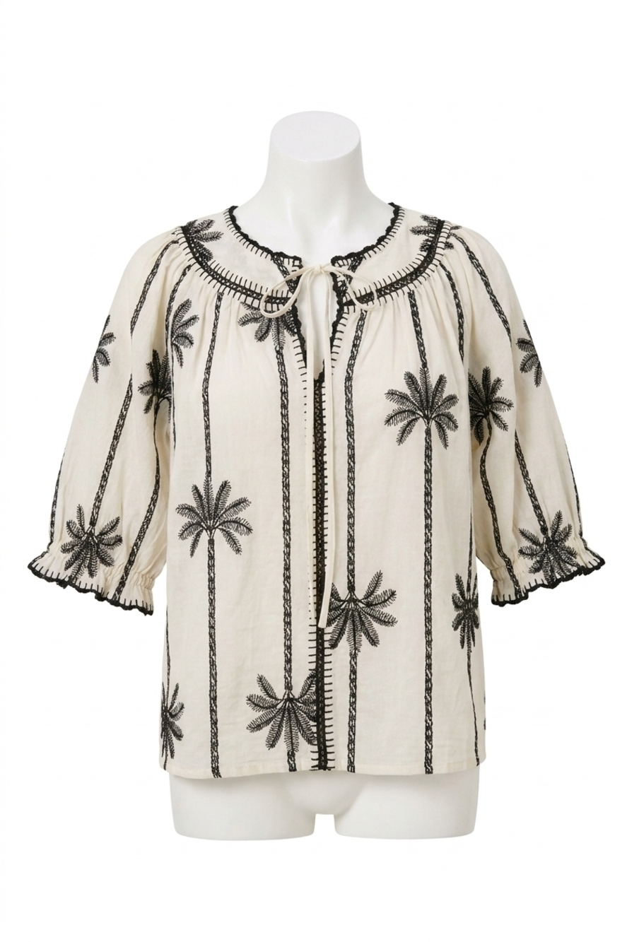 NEW RAILS belina top in embroidered palms